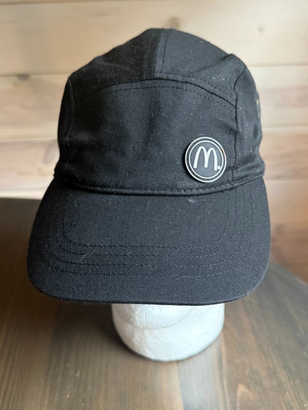 McDonalds Employee 5 Panel Hat Cap Golden Arches Adjustable Black